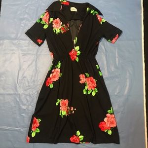 Vintage The Kollection LTD Black Floral Dress